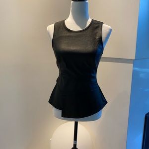 BCBG black leather sleeveless top